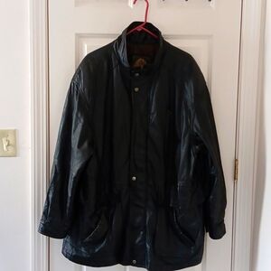 Members Only Vintage Black Long Leather Coat XL